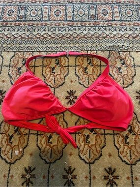SHEIN Bright Red Tie-Front Bikini Top
